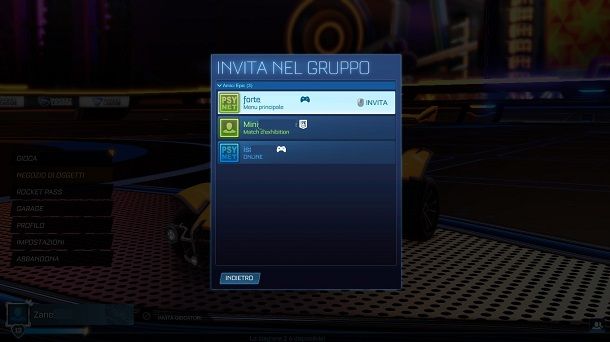 Invita amico Rocket League