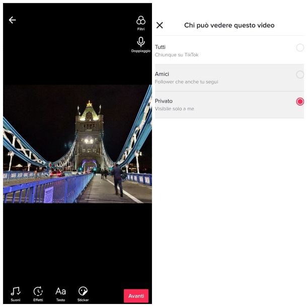 interfaccia tiktok