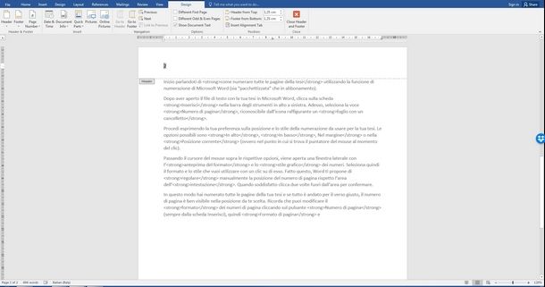 Cambiare formattazione e posizione al numero delle pagine su Word