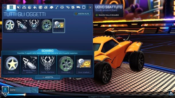Scambio oggetti rari Rocket League