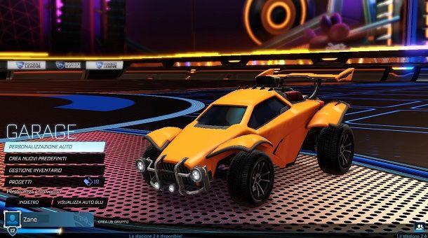 Personalizzazione auto Rocket League