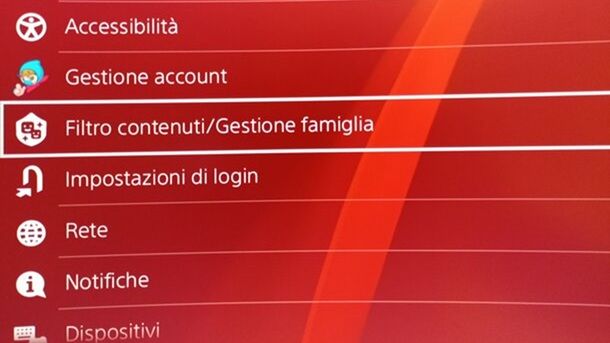 Gestione famiglia account PS4