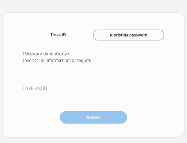 Come cambiare password account Samsung