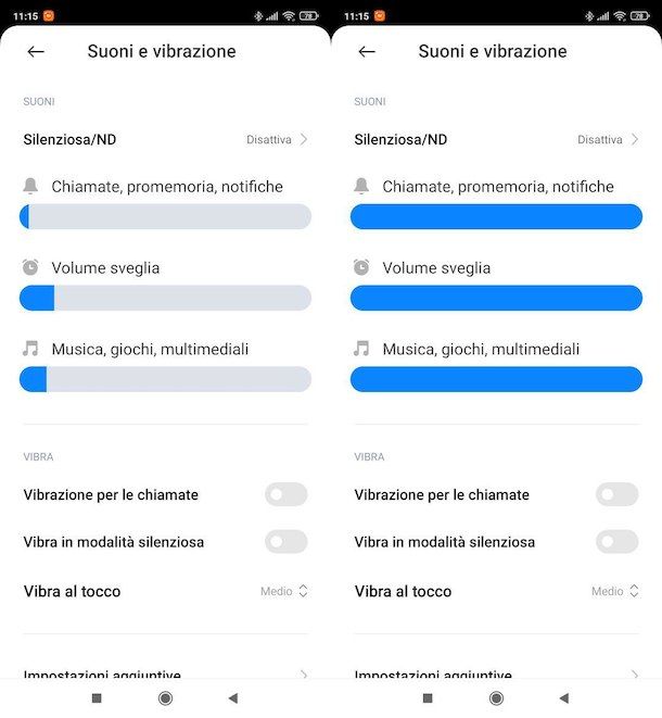 Regolare audio del telefono