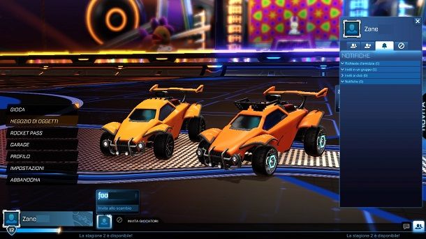 Invita allo scambio Rocket League