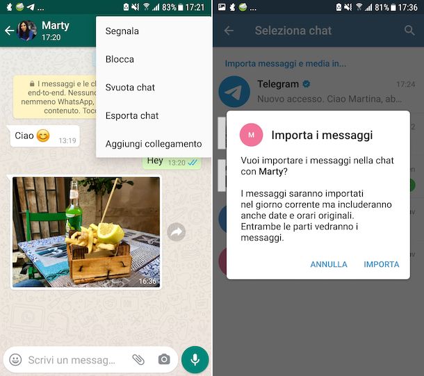 Trasferire chat da WhatsApp a Telegram Android