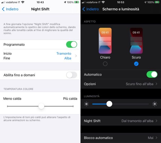 Modalità notte smartphone