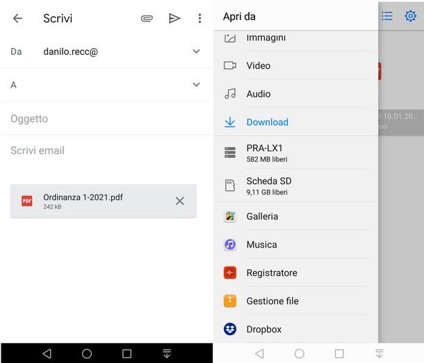 Caricare file pesanti come allegato su Gmail per terminali mobili