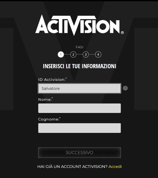 Sign up Account Activision