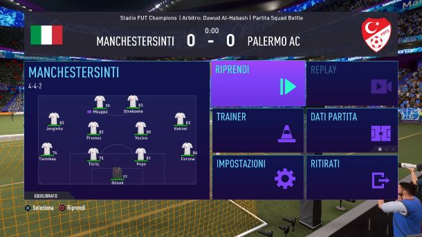 FIFA 21 PARTITA IN PAUSA