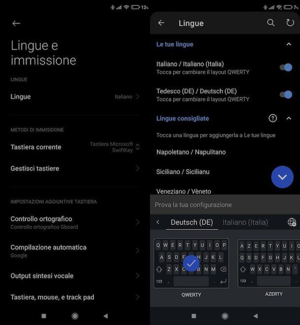 Cambiare lingua tastiera Android