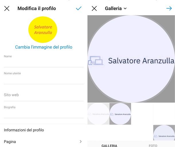 Come cambiare logo personale su Instagram da Android