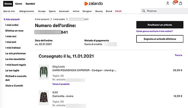 Come rintracciare un pacco Zalando link nel profilo