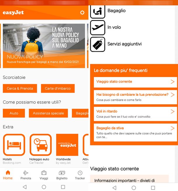 Come cancellare voli easyJet dall'app