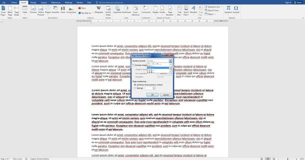 Modificare la formattazione e le preferenze di numerazione delle pagine in Word