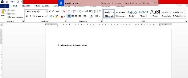 Dettare parole su Microsoft Word