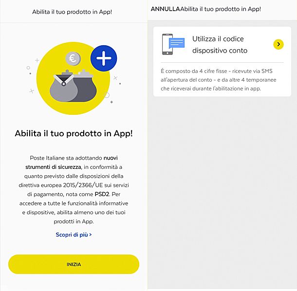 Come attivare app BancoPosta abilita il tuo prodotto in app