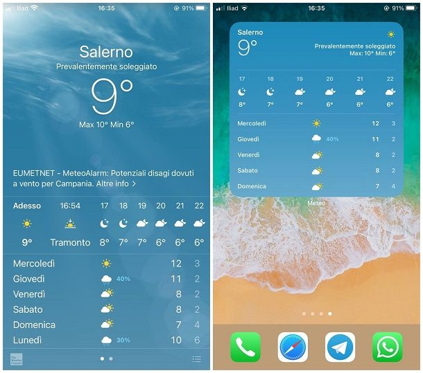 Migliori widget iOS: meteo