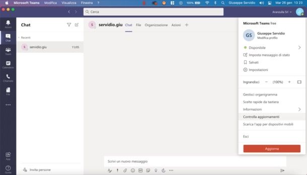 Microsoft Teams su Mac