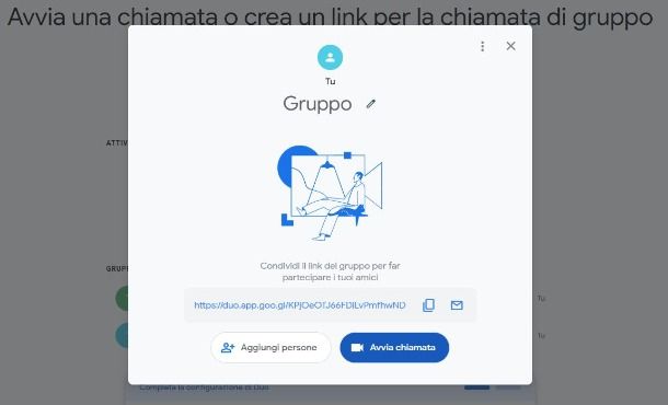 creazione di una stanza su google duo