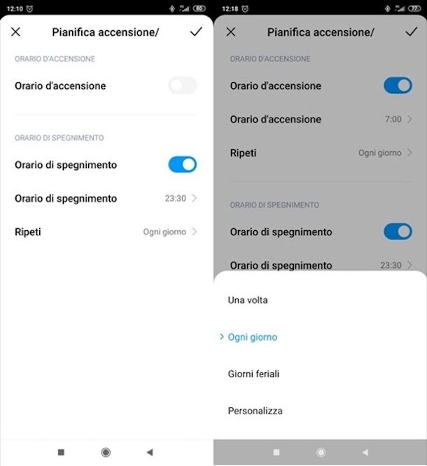 Programmare spegnimento telefono Android