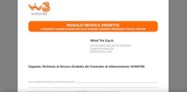 Revoca di disattivazione
