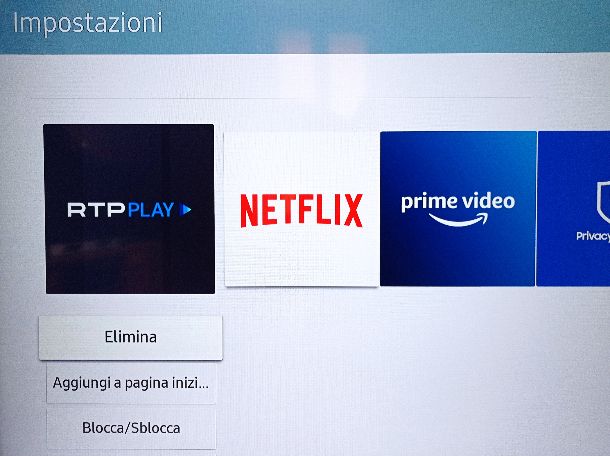 Disinstallare app singola TV Samsung