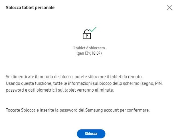 Come sbloccare tablet Samsung: password dimenticata