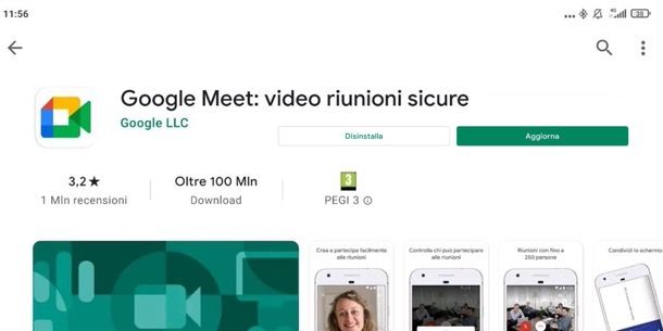 Aggiornare Meet su Android