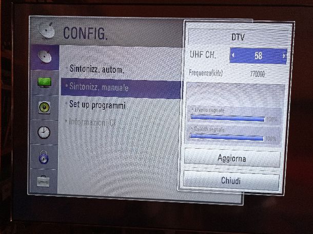 Sintonizzazione manuale Cielo TV LG