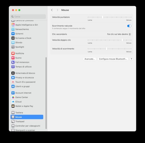 Velocità puntatore macOS