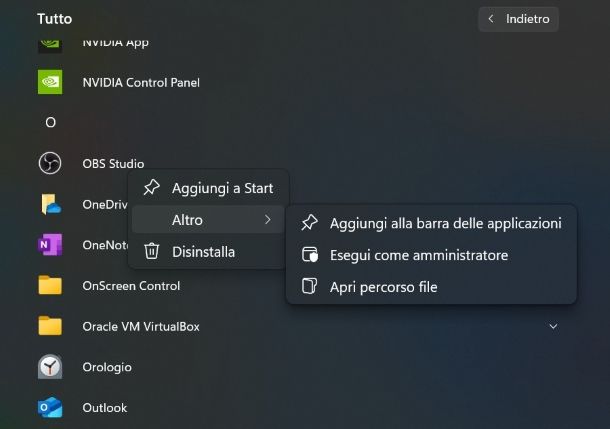 Barra delle applicazioni Windows 11
