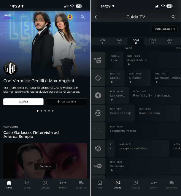Rivedere programmi Canale 5 smartphone e tablet