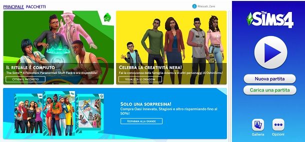 Carica partita The Sims 4