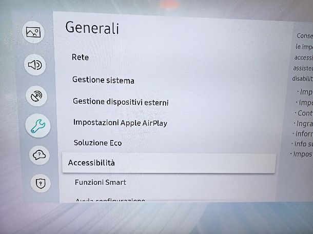 TV Samsung accessibilità