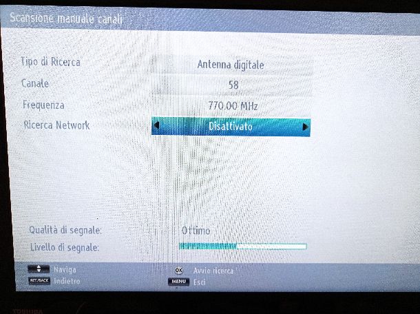 Sintonizzazione manuale Cielo TV