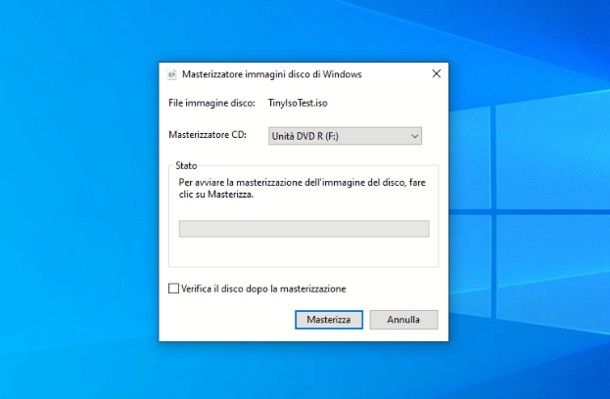 Come masterizzare con Windows 10