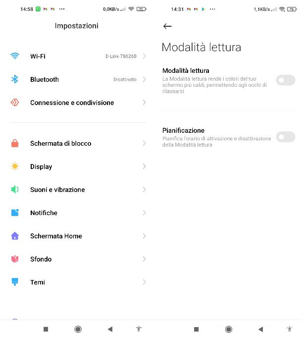 Modalità lettura Android