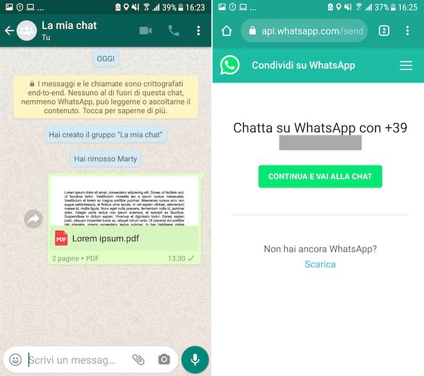 WhatsApp con se stessi su Android