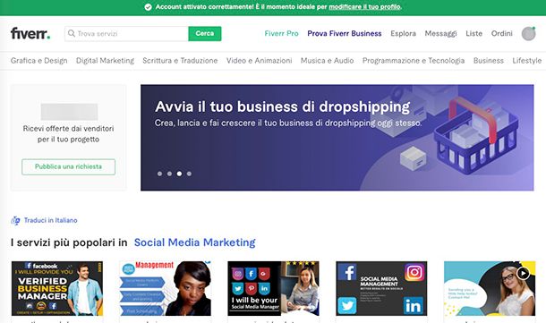 Come guadagnare su Fiverr Account