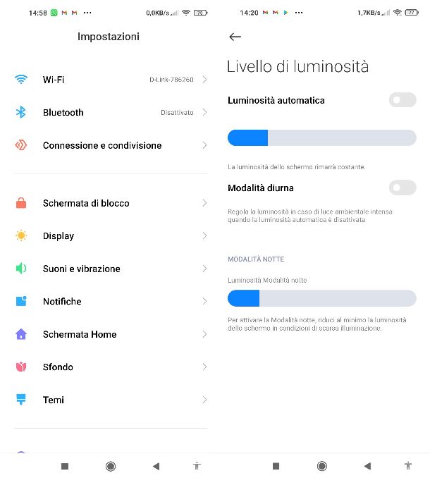 Luminosità schermo Android