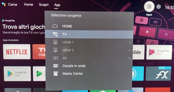 selezione sorgente TV TCL