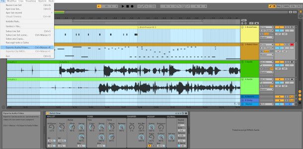 Schermata di esportazione progetto Ableton Live