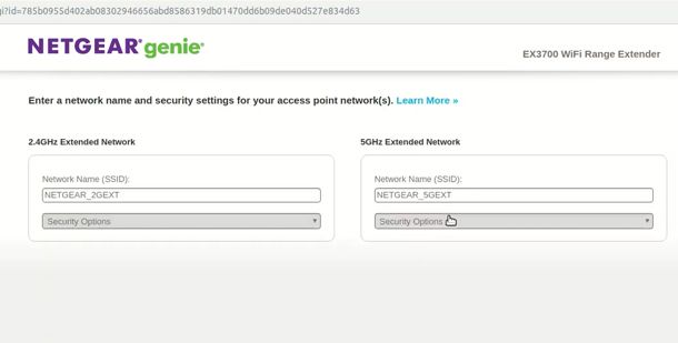 ssid netgear extender