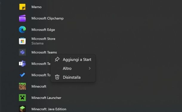 Disinstallare un programma definitivamente su Windows 11