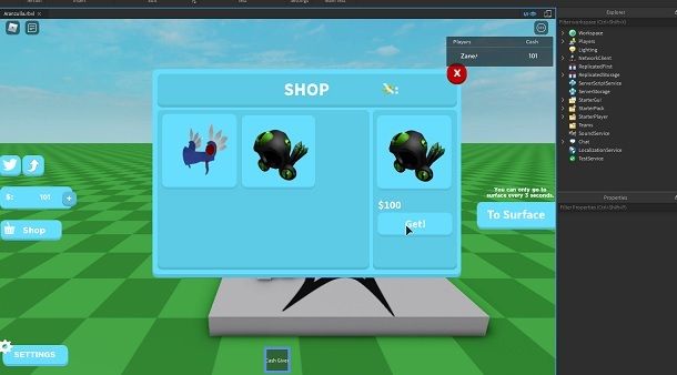 Shop interno Roblox Studio