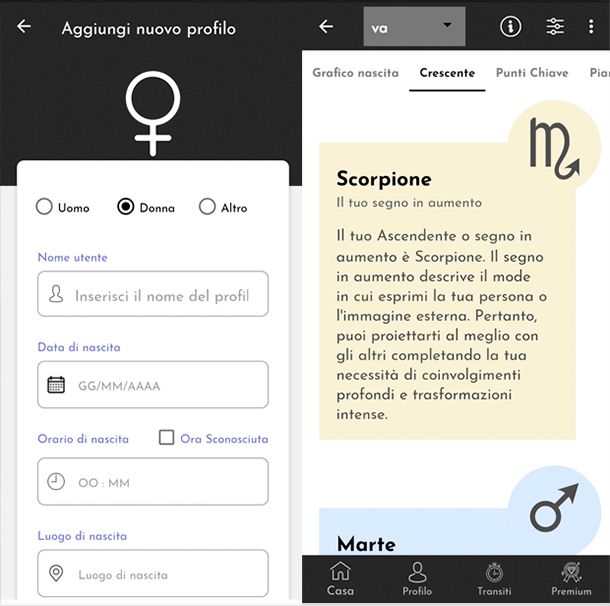 Come calcolare l'ascendente in modo corretto app Up Astrology