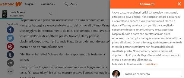 Wattpad commenti