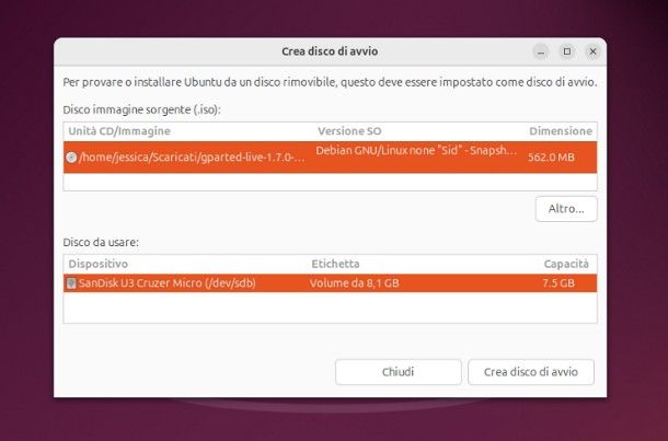 masterizzare ISO su USB Ubuntu