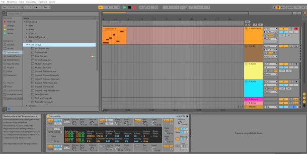 schermata di registrazione di uno strumento software su Ableton Live